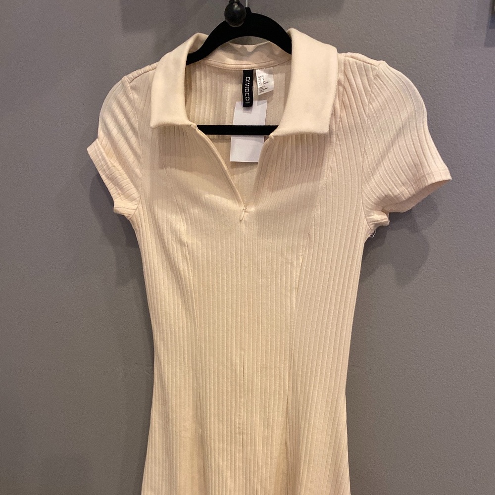 Collard Skater Style Dress in Cream
